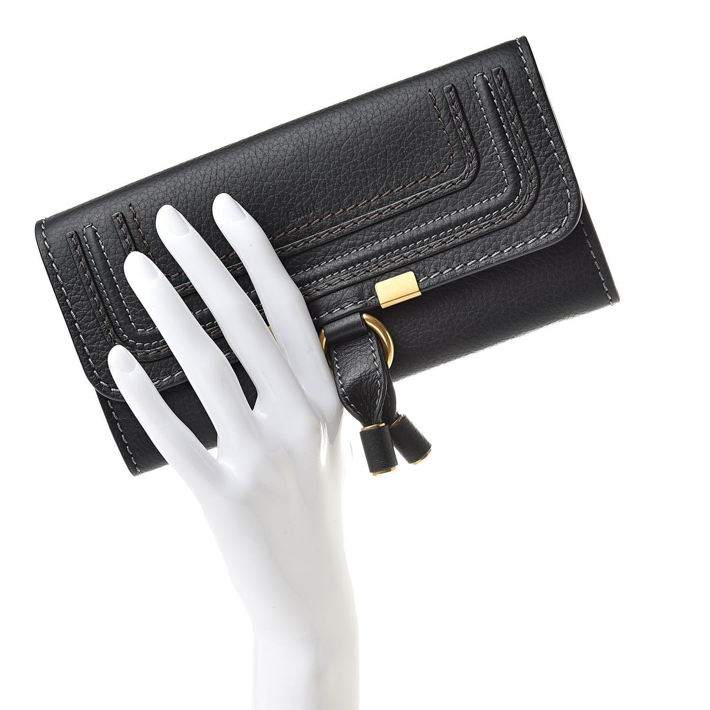 Calfskin Marcie Continental Flap Wallet Black
