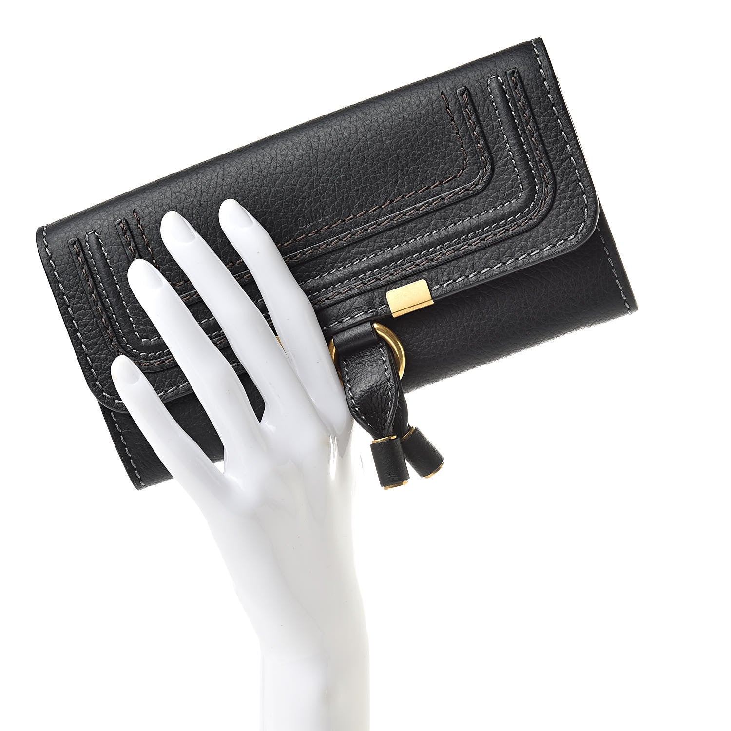 Chloe Calfskin Marcie Continental Flap Wallet Black 2 of 8