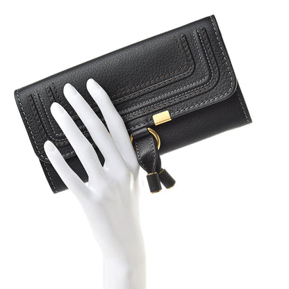 Chloe Calfskin Marcie Continental Flap Wallet Black 2 of 8