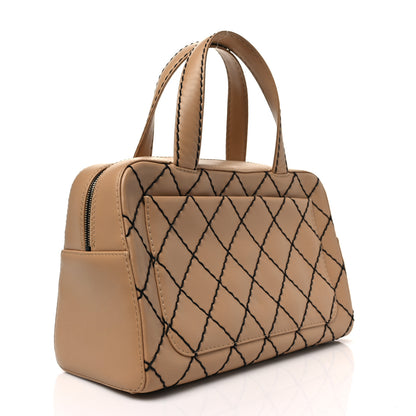 Chanel Calfskin Wild Stitch Top Handle Bag Beige 2 of 6