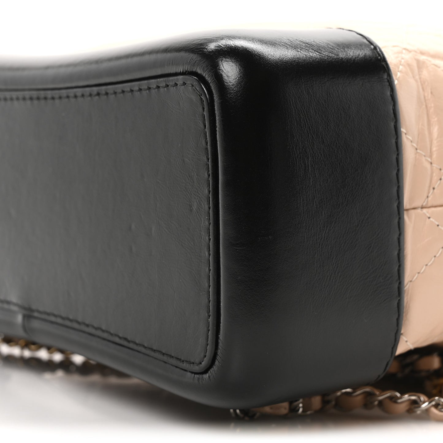 Aged Calfskin Quilted Small Gabrielle Backpack Beige Black