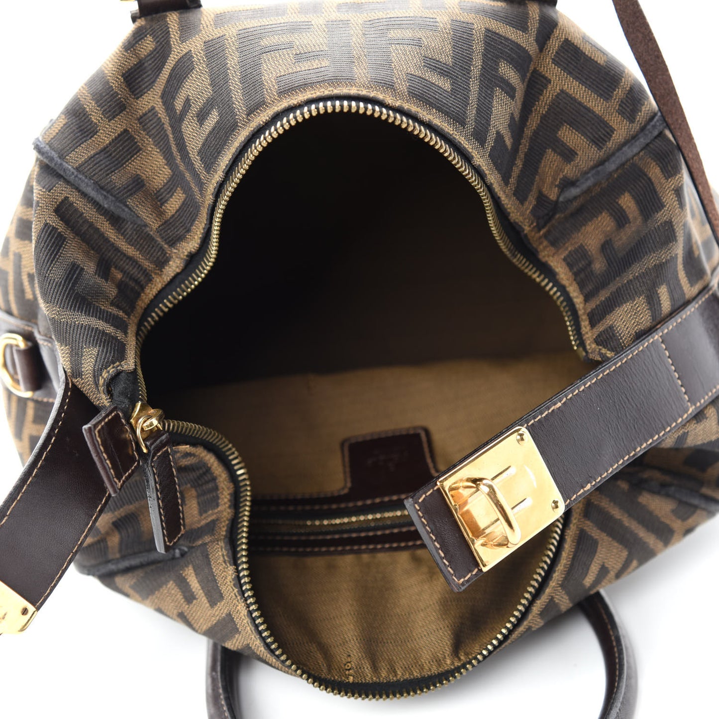 Zucca Calfskin Medium Convertible Boston Satchel Tobacco