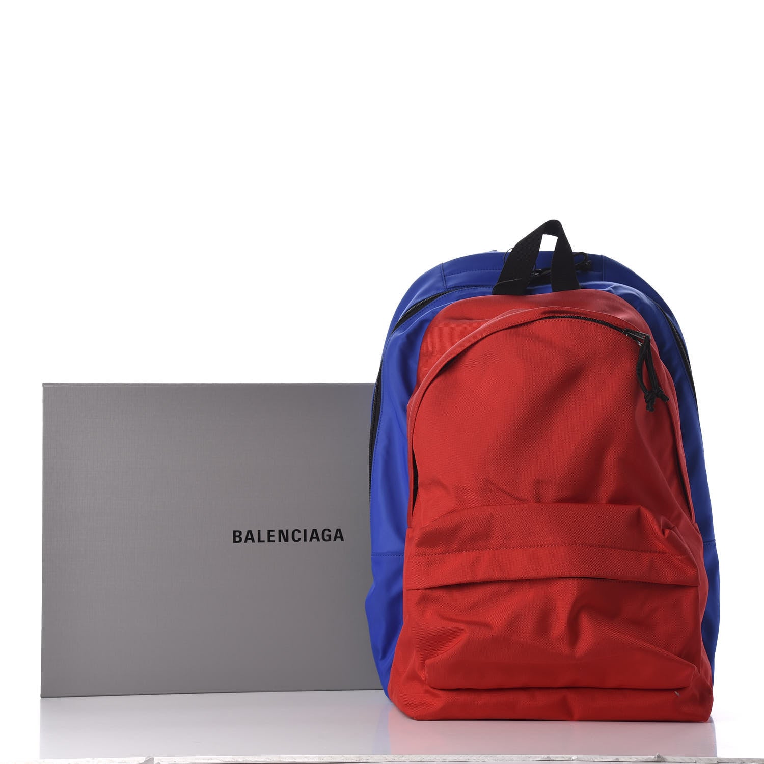 Balenciaga Nylon Logo Embroidered Double Pack Backpack Red Blue 8 of 8