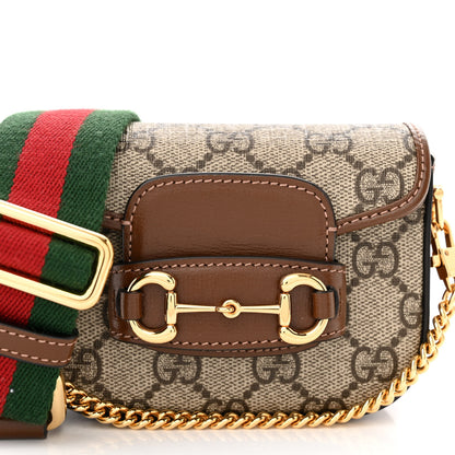 Gucci GG Supreme Monogram Azalea Calfskin Web Horsebit 1955 Wallet On Strap Beige Ebony Brown Sugar 8 of 13