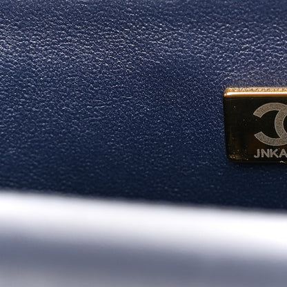 Chanel Lambskin Quilted Bi-Color Mini Top Handle Rectangular Flap Green Dark Blue 7 of 10