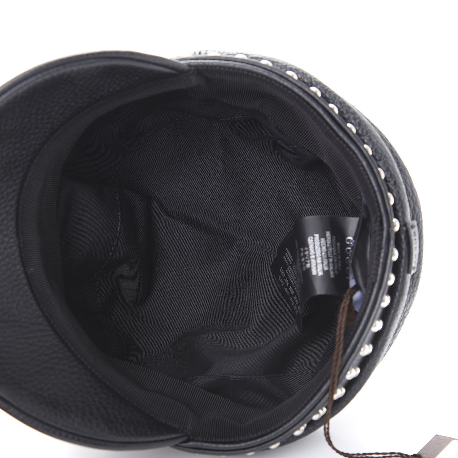 Gucci Calfskin Studded Cellarius Hat XS Black 5 of 6