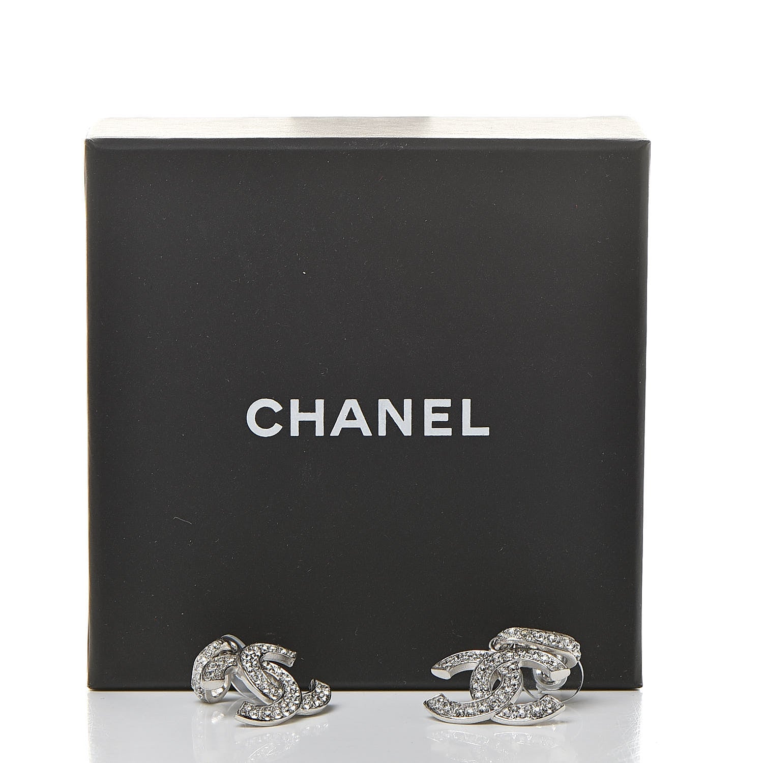Chanel Crystal Palais Garnier CC Drop Earrings Silver 6 of 6