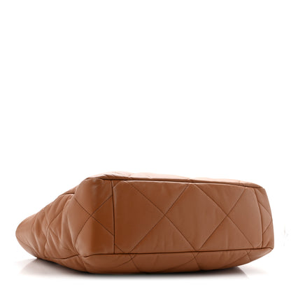 Chanel Lambskin Quilted Chanel 19 East West Shopping Bag Brown 4 of 13