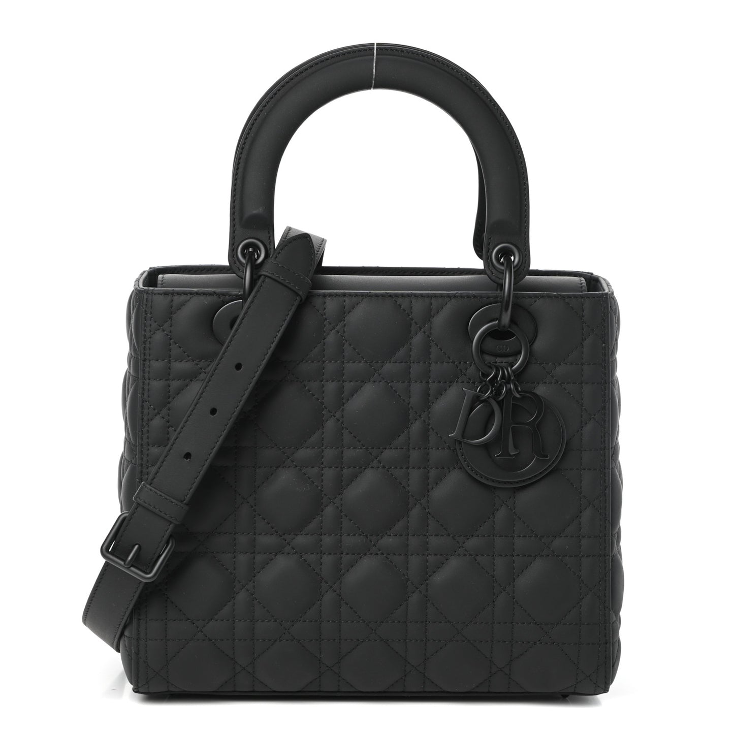 Ultra Matte Calfskin Cannage Medium Lady Dior Black