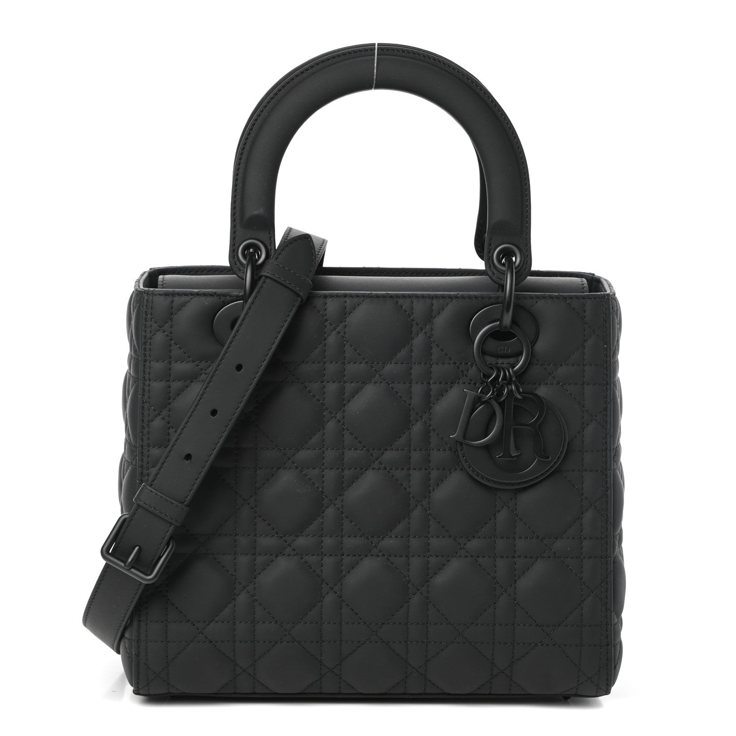 Christian Dior Ultra Matte Calfskin Cannage Medium Lady Dior Black 1 of 9
