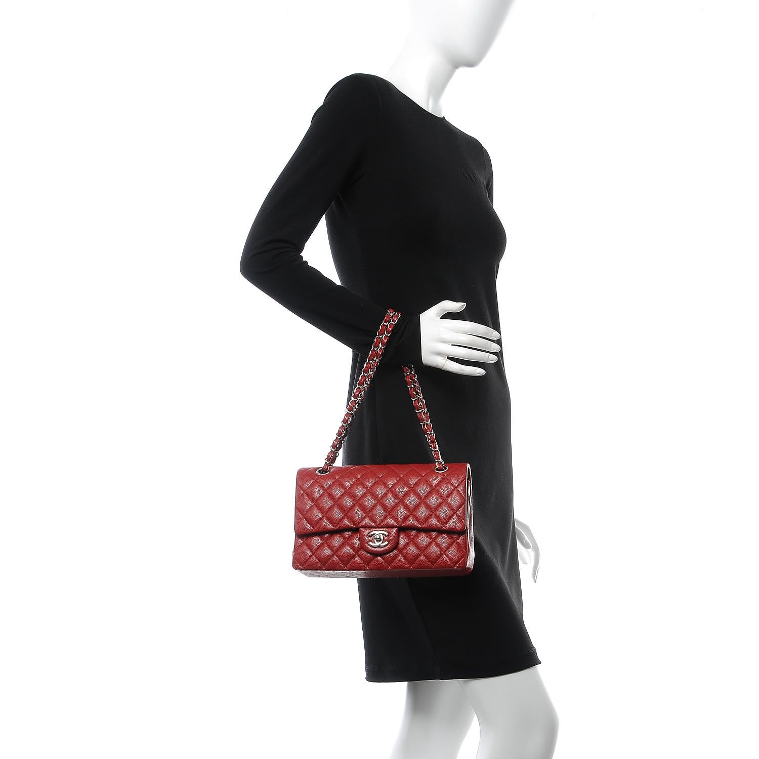 Chanel Caviar Quilted Medium Double Flap Dark Red 3 of 10