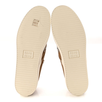 Miu Miu Embroidered Canvas Drill Sneakers 39 Malt Beige 6 of 9