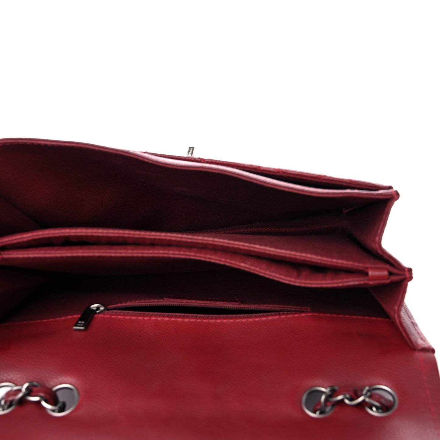 Caviar Quilted Flap With Chain Red