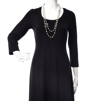 Chanel Pearl Baguette Crystal CC Moon Long Necklace Silver 2 of 6
