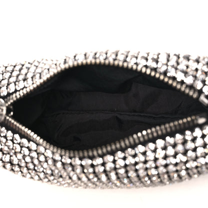 Alexander Wang Mesh Crystal Rhinestone Mini Heiress Pouch Black Silver 5 of 11