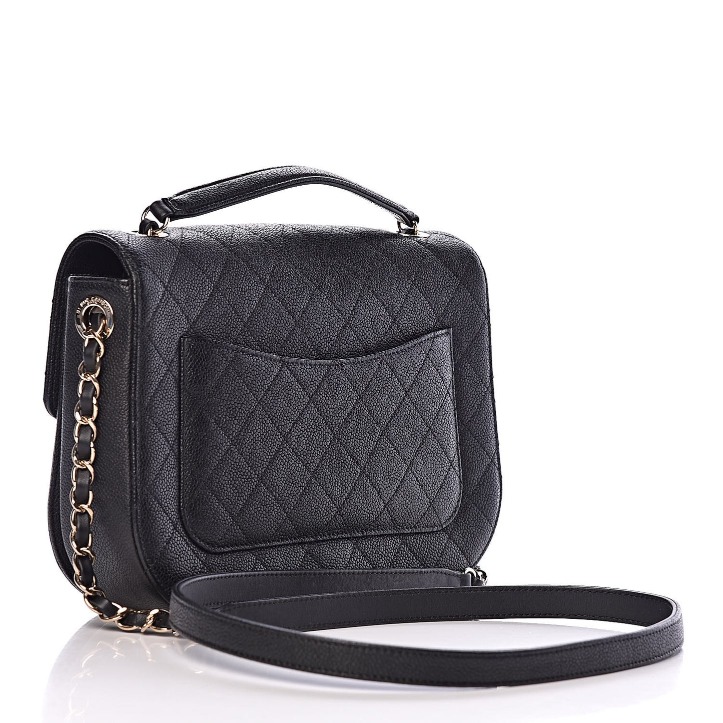 Grained Calfskin Quilted Medium Cuba Top Handle Flap Black