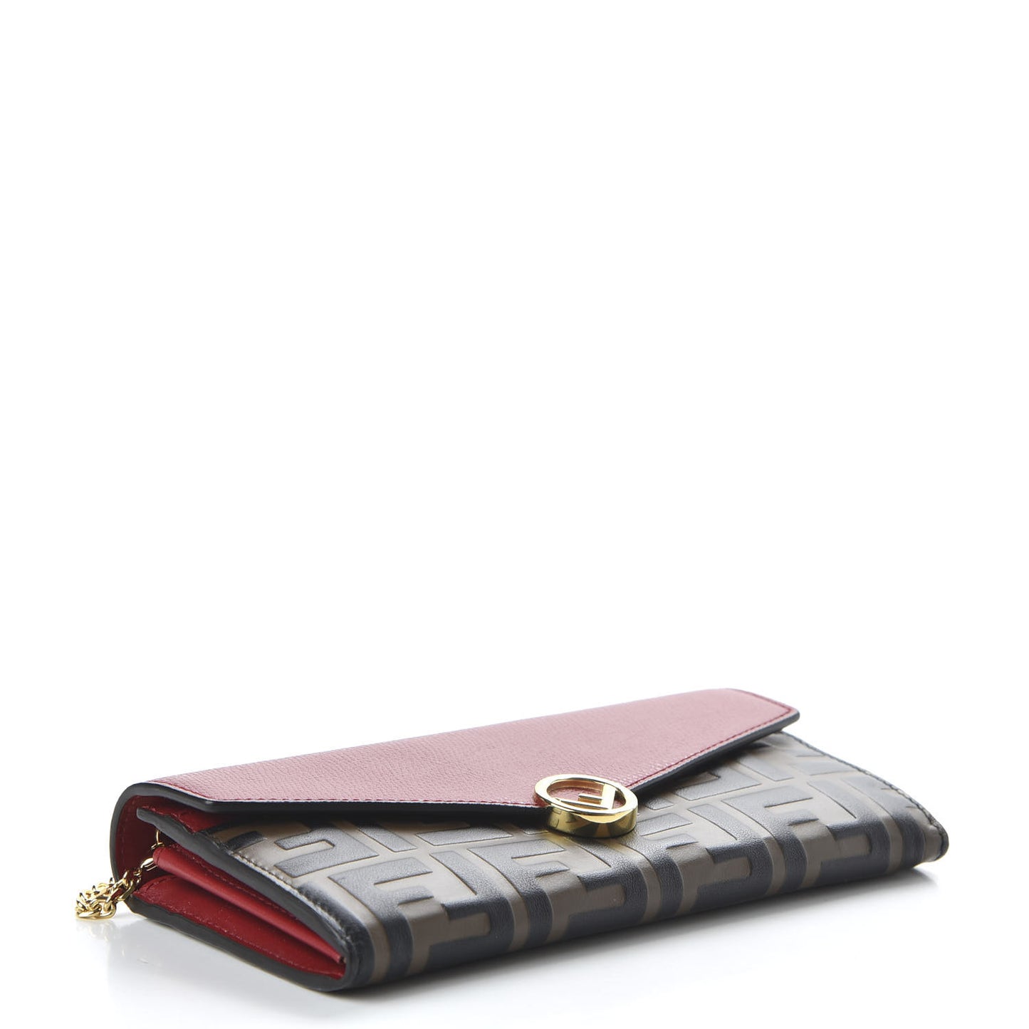 Vitello Cruise F is Fendi Bi-Color FF 1974 Embossed Continental Envelope Wallet On Chain Maya Black Fragola