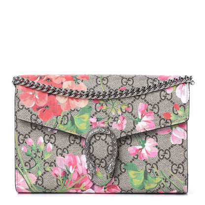 Gucci GG Supreme Monogram Blooms Mini Dionysus Chain Wallet Beige Multicolor Dry Rose 1 of 9