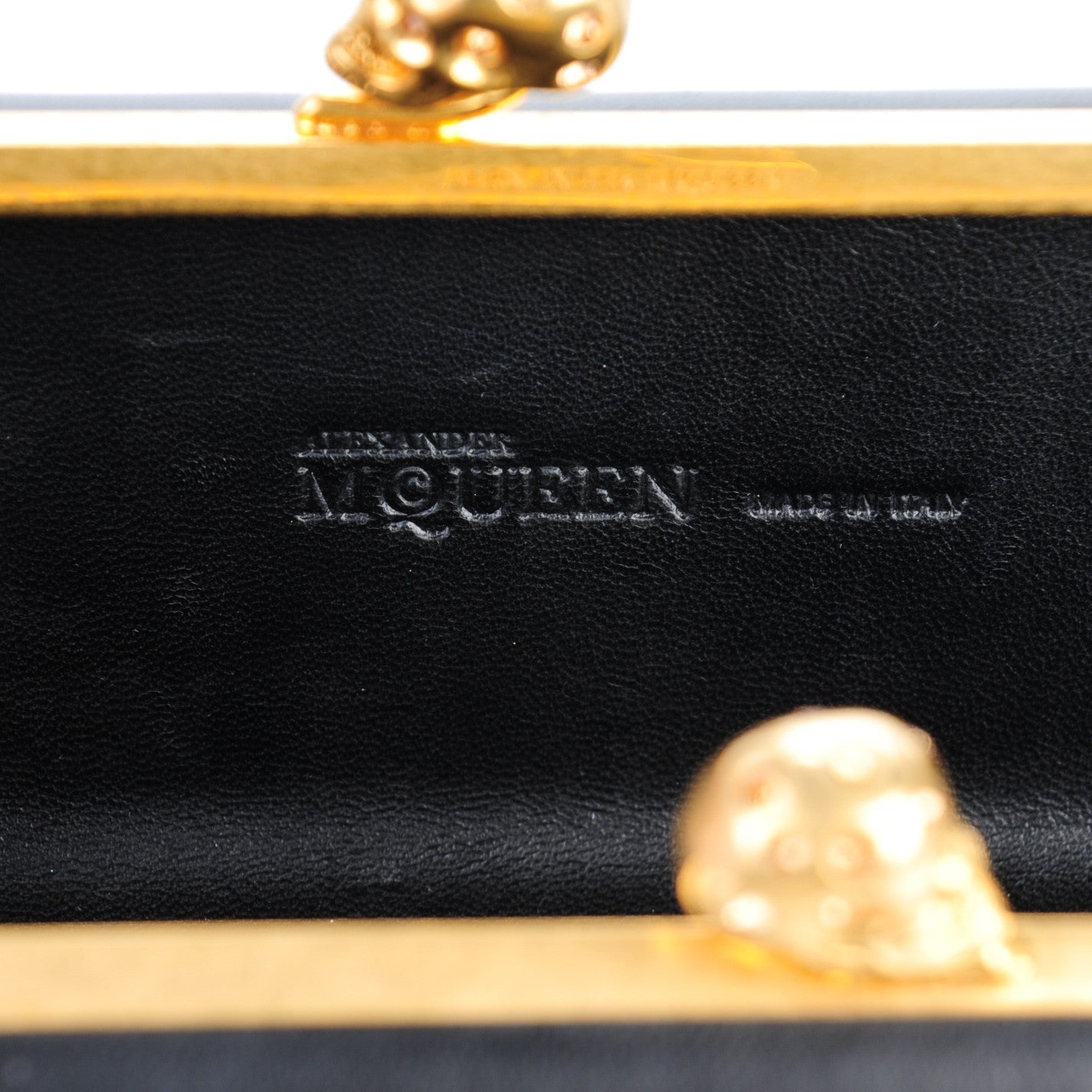 Alexander McQueen Nappa Pearl Embellished Twin Skull Box Clutch Black 6 of 7