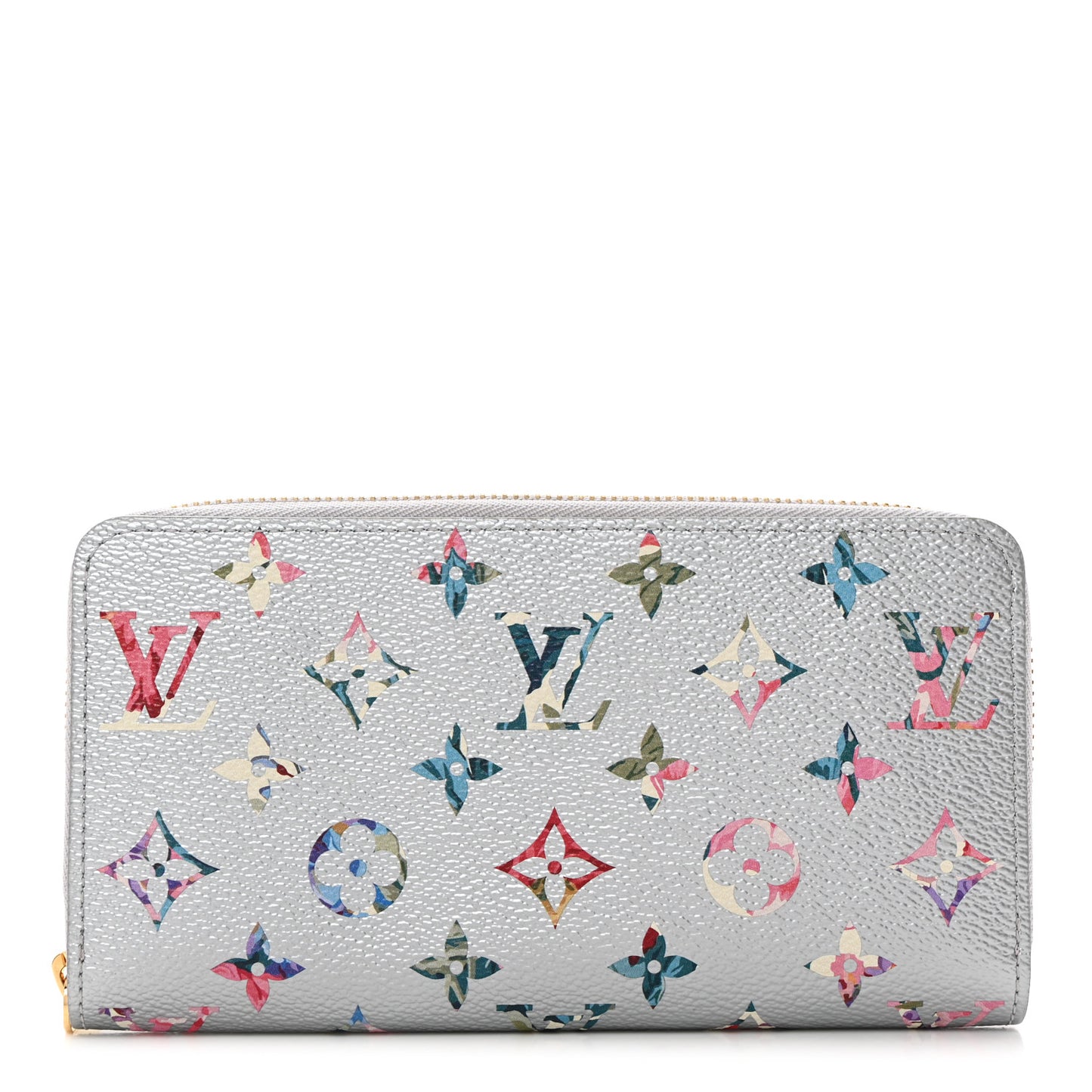 Metallic Monogram LV Garden Zippy Wallet Silver