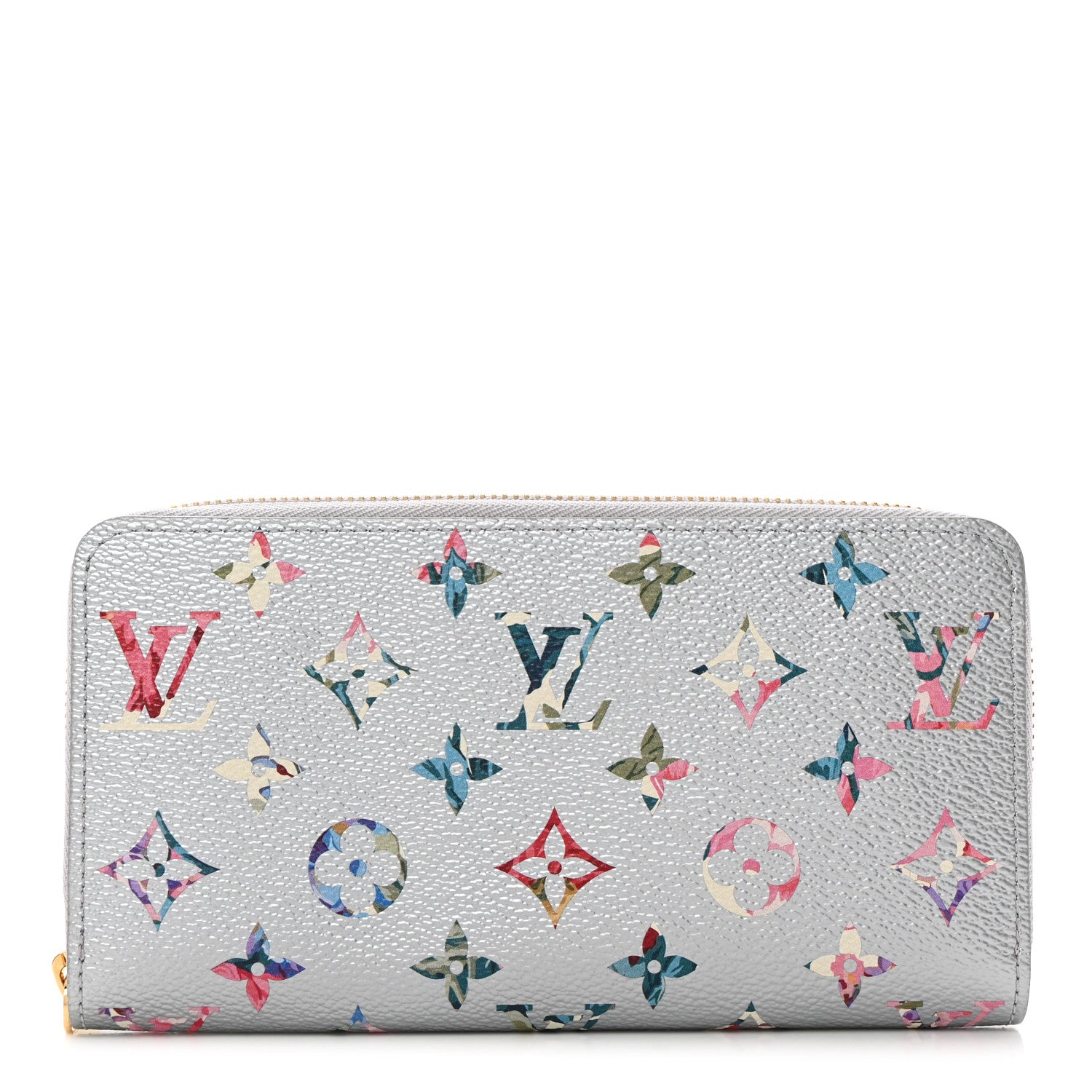 Louis Vuitton Metallic Monogram LV Garden Zippy Wallet Silver 1 of 6