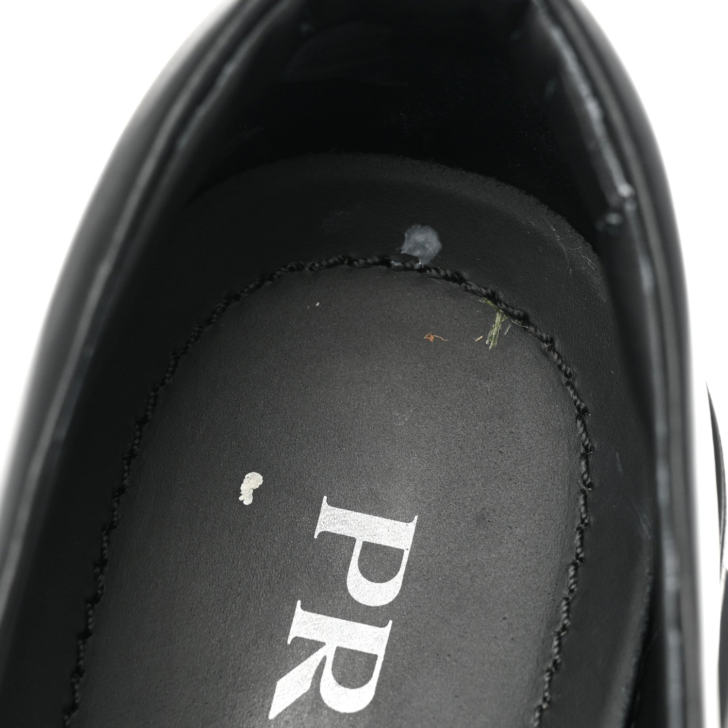 Prada Spazzolato Rois Metal Triangle Logo Monolith 55mm Loafers 37.5 Black 14 of 23