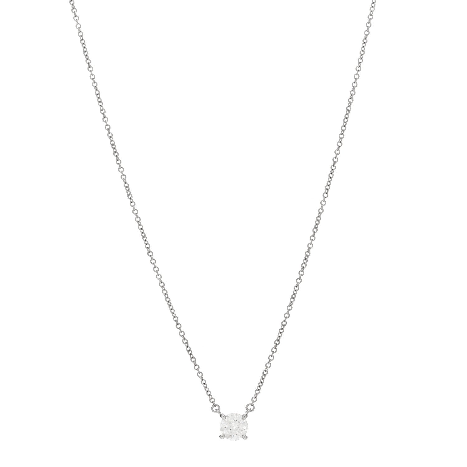 Tiffany Platinum Diamond .58ct Solitaire Pendant Necklace 1 of 5