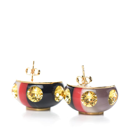Gucci Resin Strass Vintage Web Stud Earrings Blue Red 3 of 4