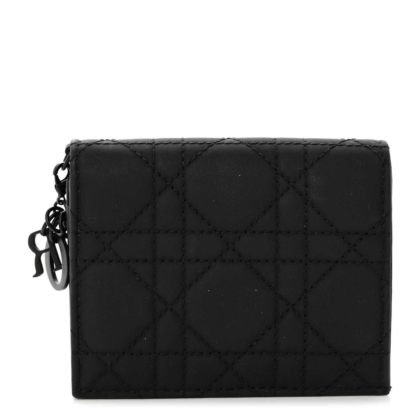 Ultra Matte Calfskin Small Lady Dior Flap Card Holder Black