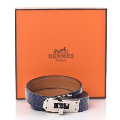 Hermes Shiny Alligator Kelly Double Tour Bracelet XS Bleu Electrique 6 of 6