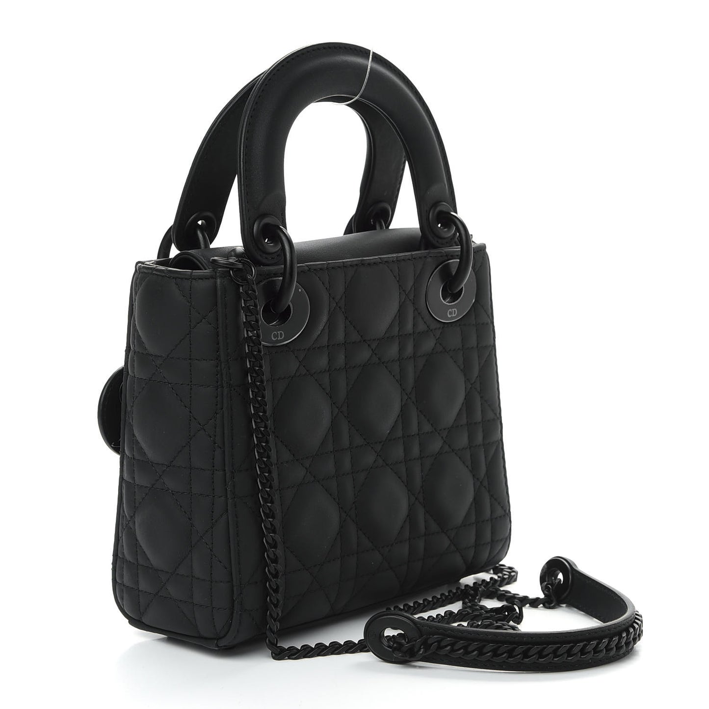 Ultra Matte Calfskin Cannage Mini Lady Dior Black