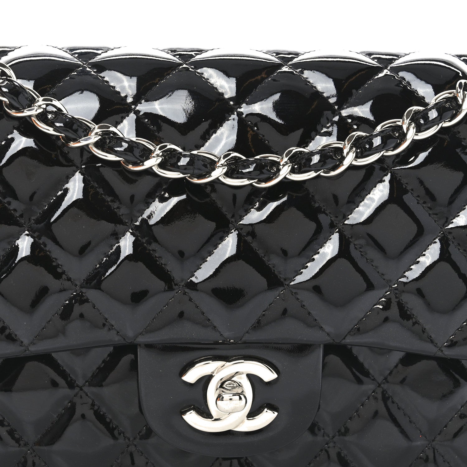 Chanel Patent Quilted Medium Double Flap Black 8 of 11
