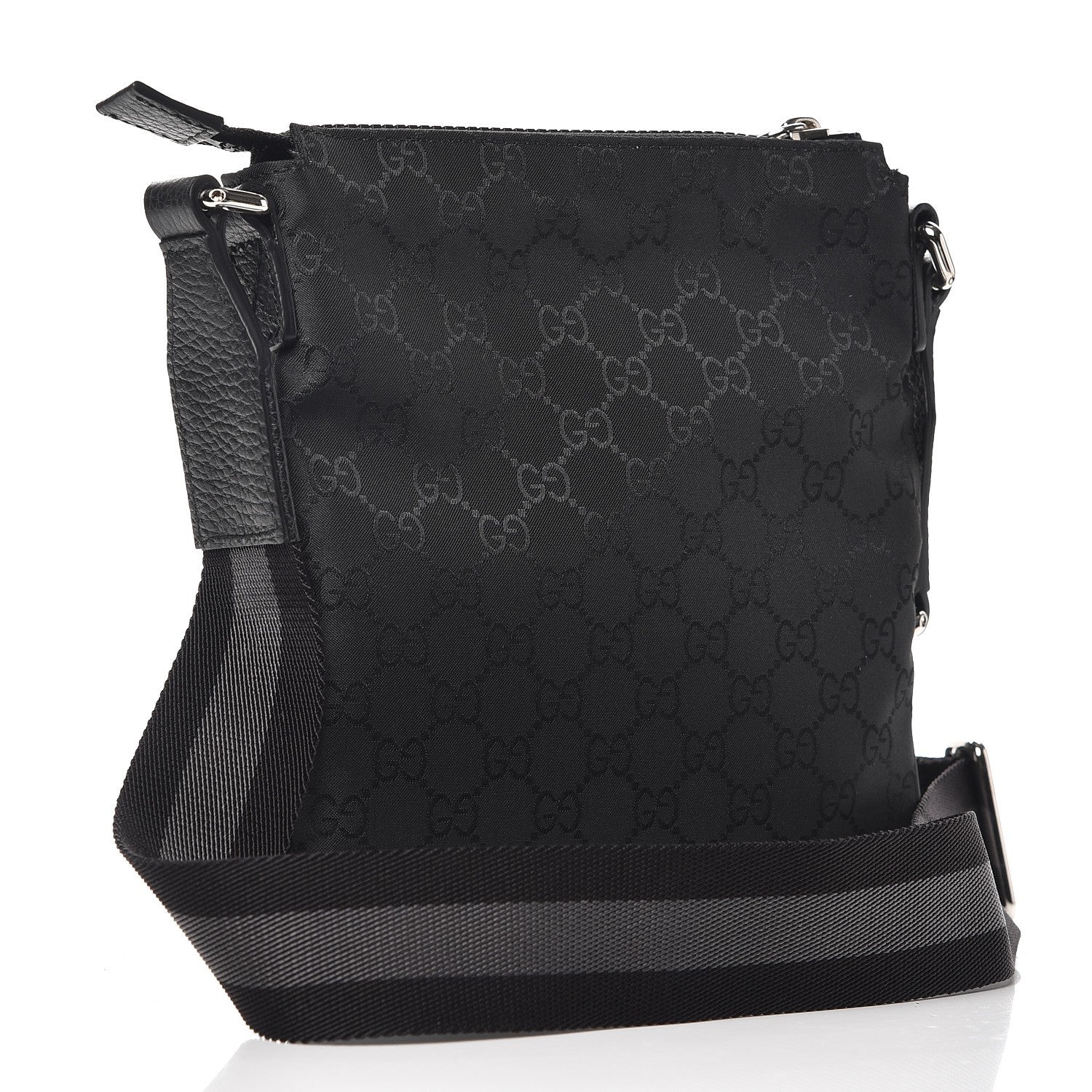 Gucci Nylon Monogram Mini Flat Messenger Bag Black 3 of 8