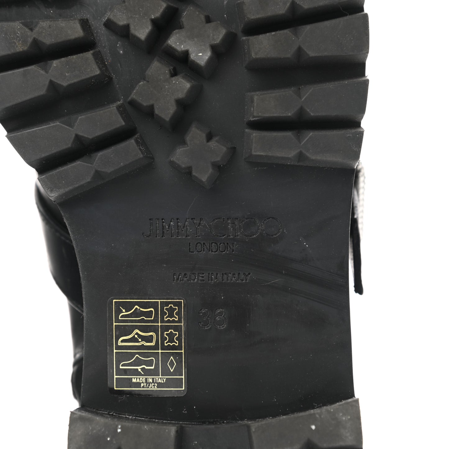 Calfskin Crystal Buckle Hank Boots 38 Black