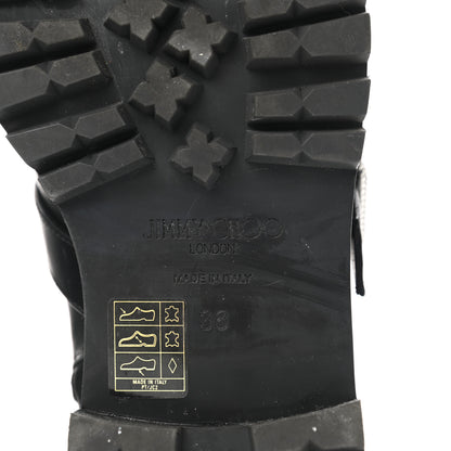 Jimmy Choo Calfskin Crystal Buckle Hank Boots 38 Black 6 of 11