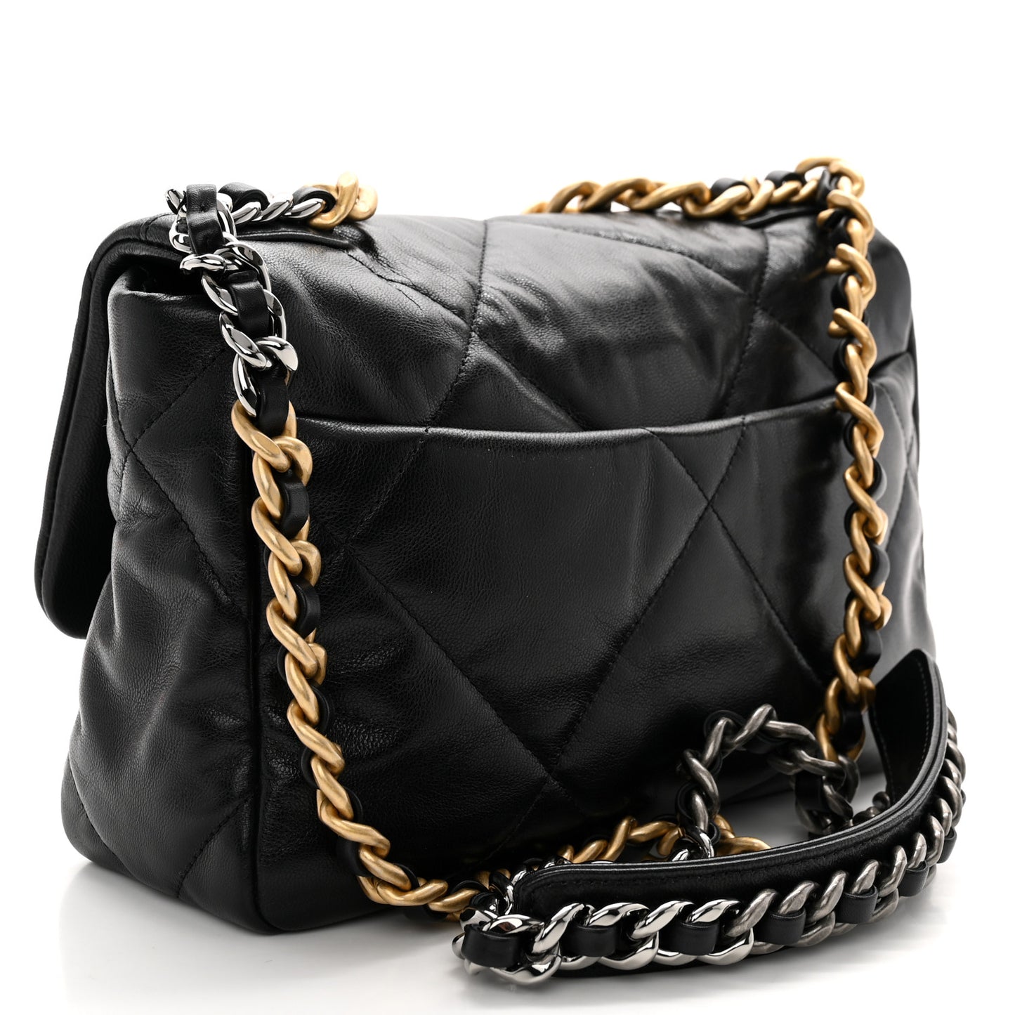 Goatskin Quilted Medium Chanel 19 Flap Black