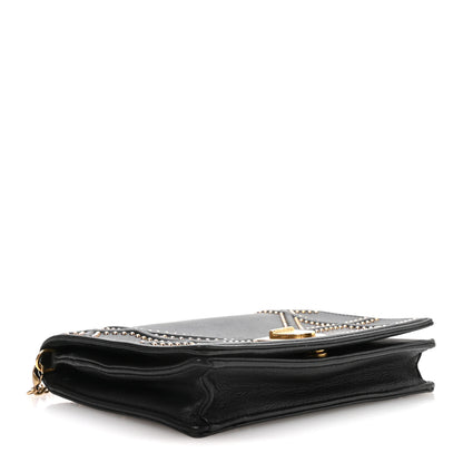 Christian Dior Calfskin Studded Diorama Wallet on Chain Pouch Black 3 of 10