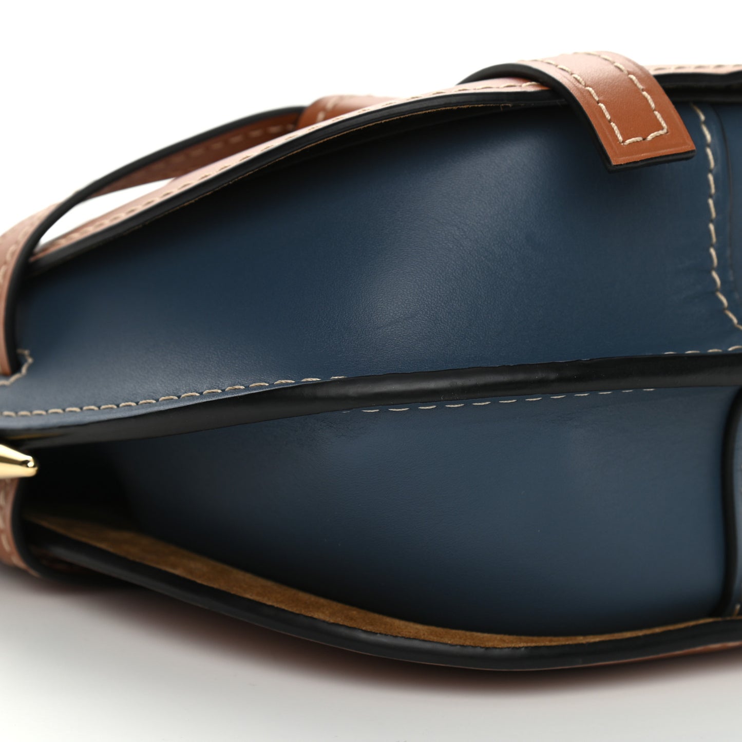 Calfskin Small Gate Crossbody Bag Tan Steel Blue