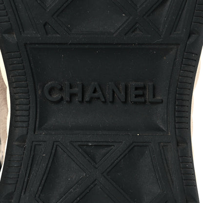 Chanel Suede Calfskin Embroidered CC Sneakers 38.5 Ecru Light Gray 6 of 8