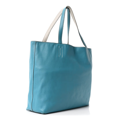 Hermes Veau Sikkim Double Sens 36 Reversible Tote Turquoise Gris Perle 4 of 17