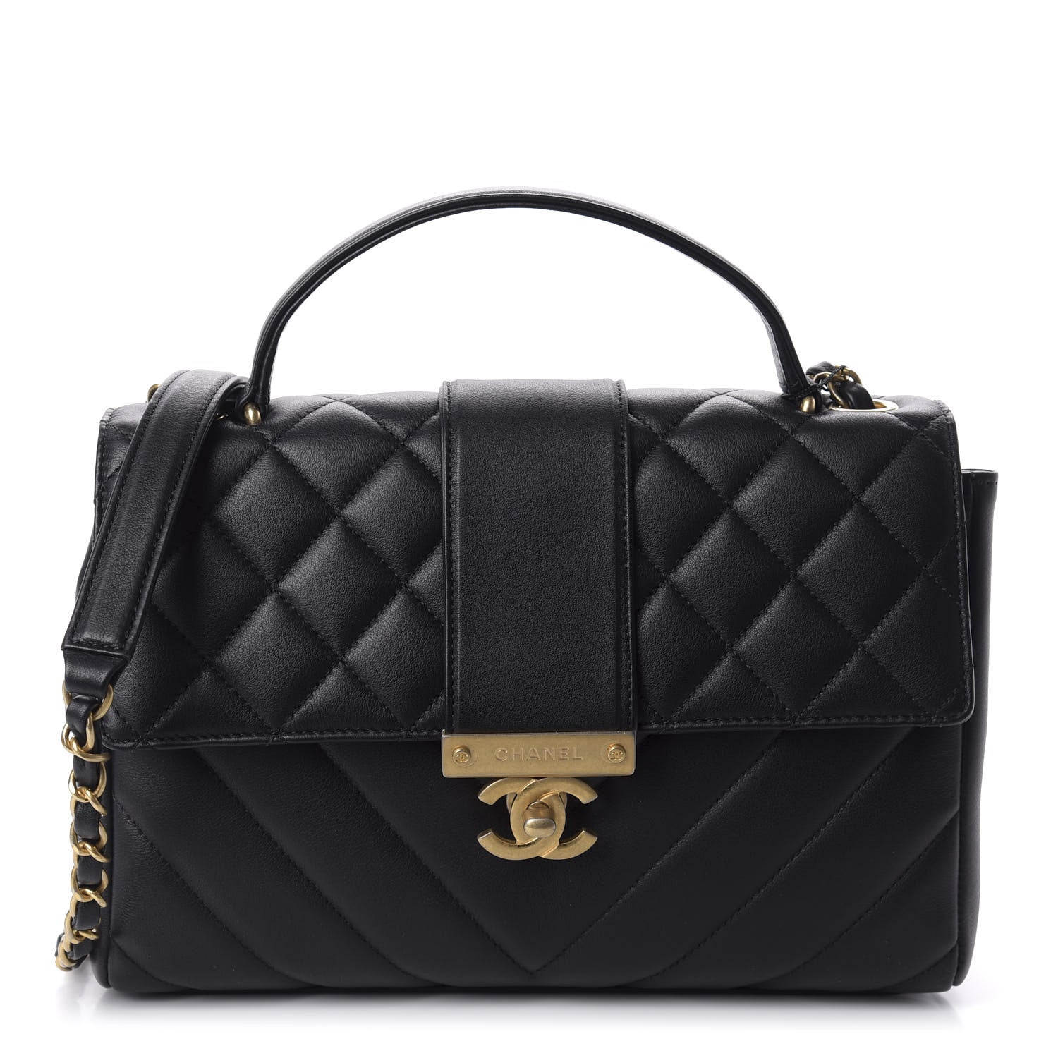 Chanel Calfskin Quilted Chevron In The City Bag Black 1 of 12