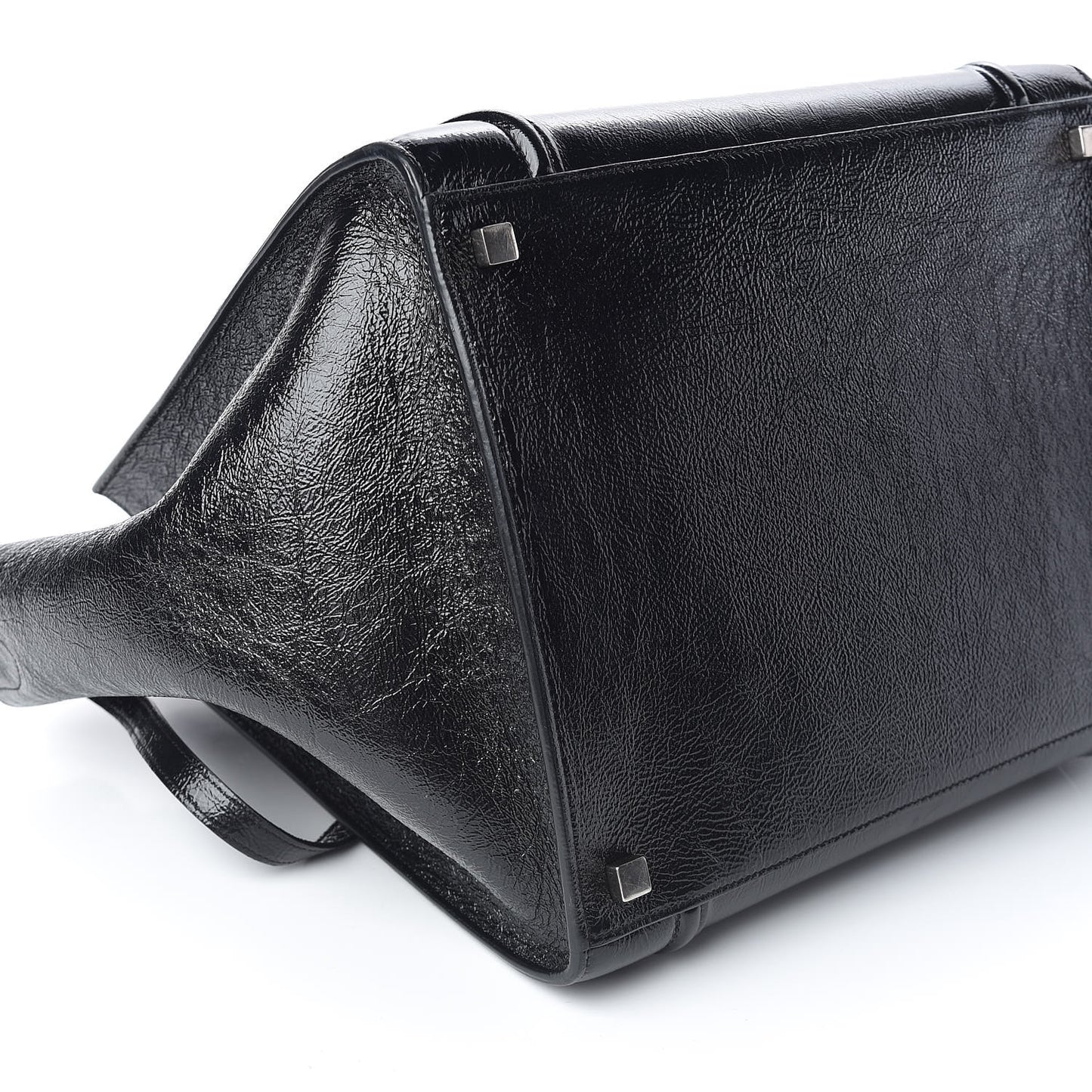 Crinkled Patent Calfskin Medium Phantom Luggage Black