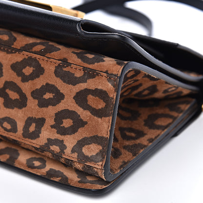 Givenchy Calfskin Suede Leopard Print Small GV3 Shoulder Bag Black Chestnut 8 of 12