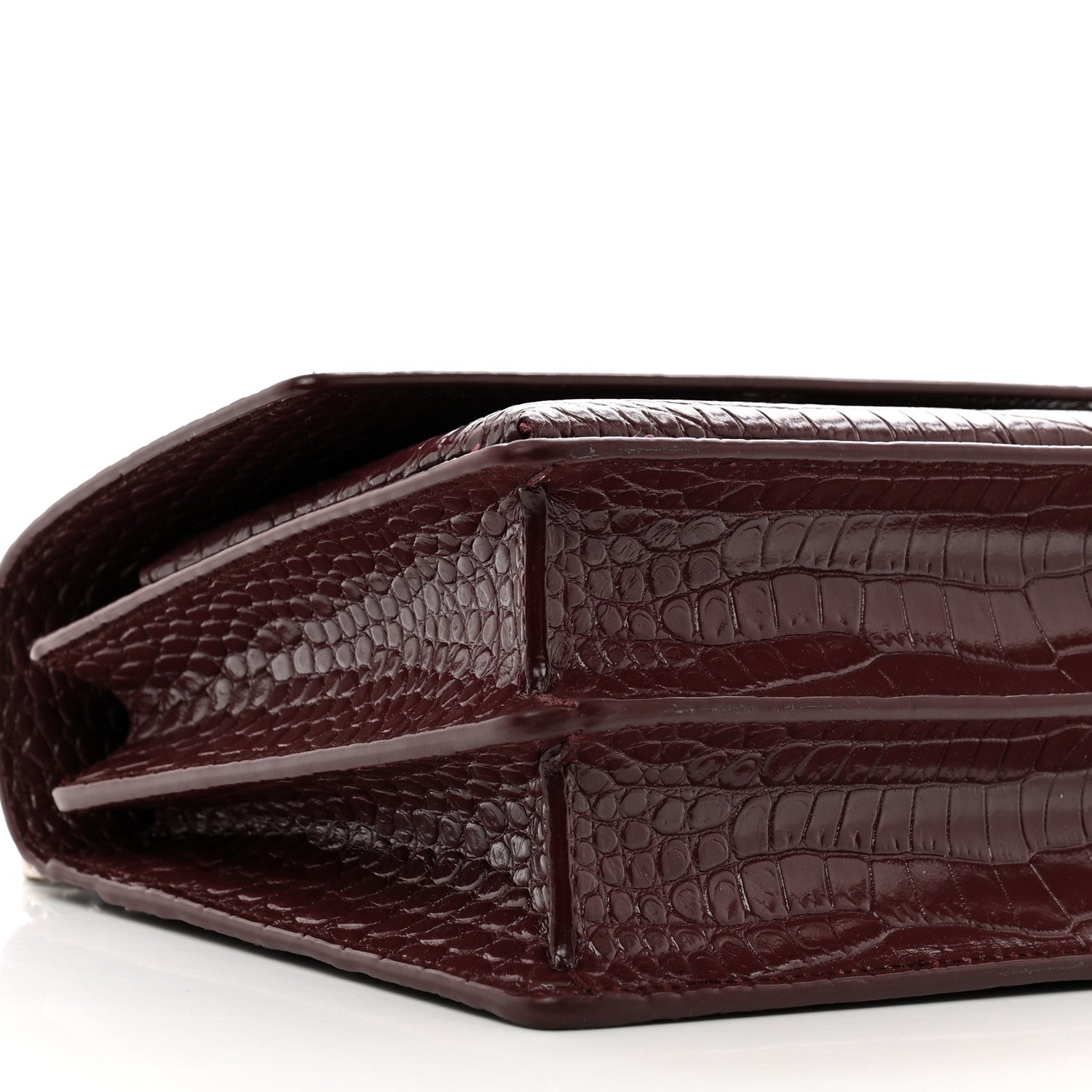 Saint Laurent Calfskin Crocodile Embossed Medium Monogram Sunset Rouge Legion 9 of 12