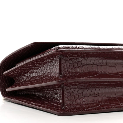 Saint Laurent Calfskin Crocodile Embossed Medium Monogram Sunset Rouge Legion 9 of 12