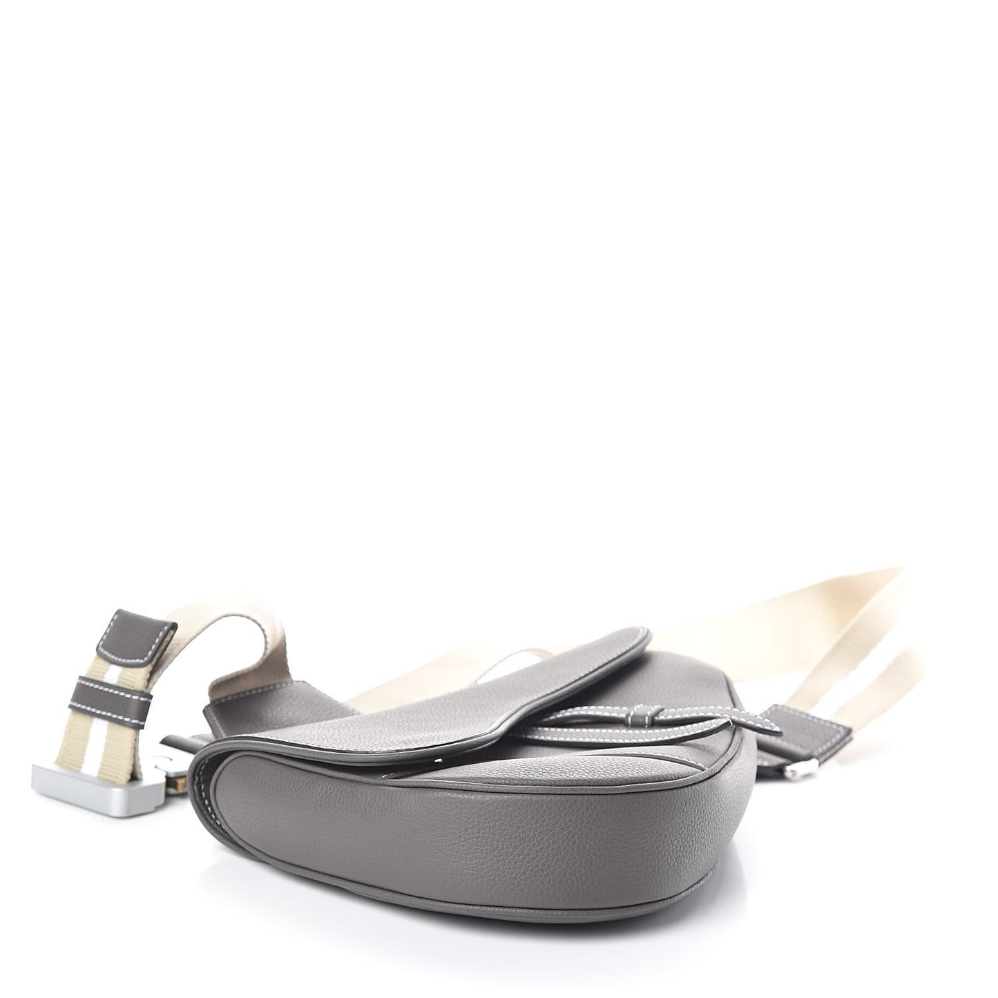 Grained Calfskin Kim Jones Saddle Bag Grey