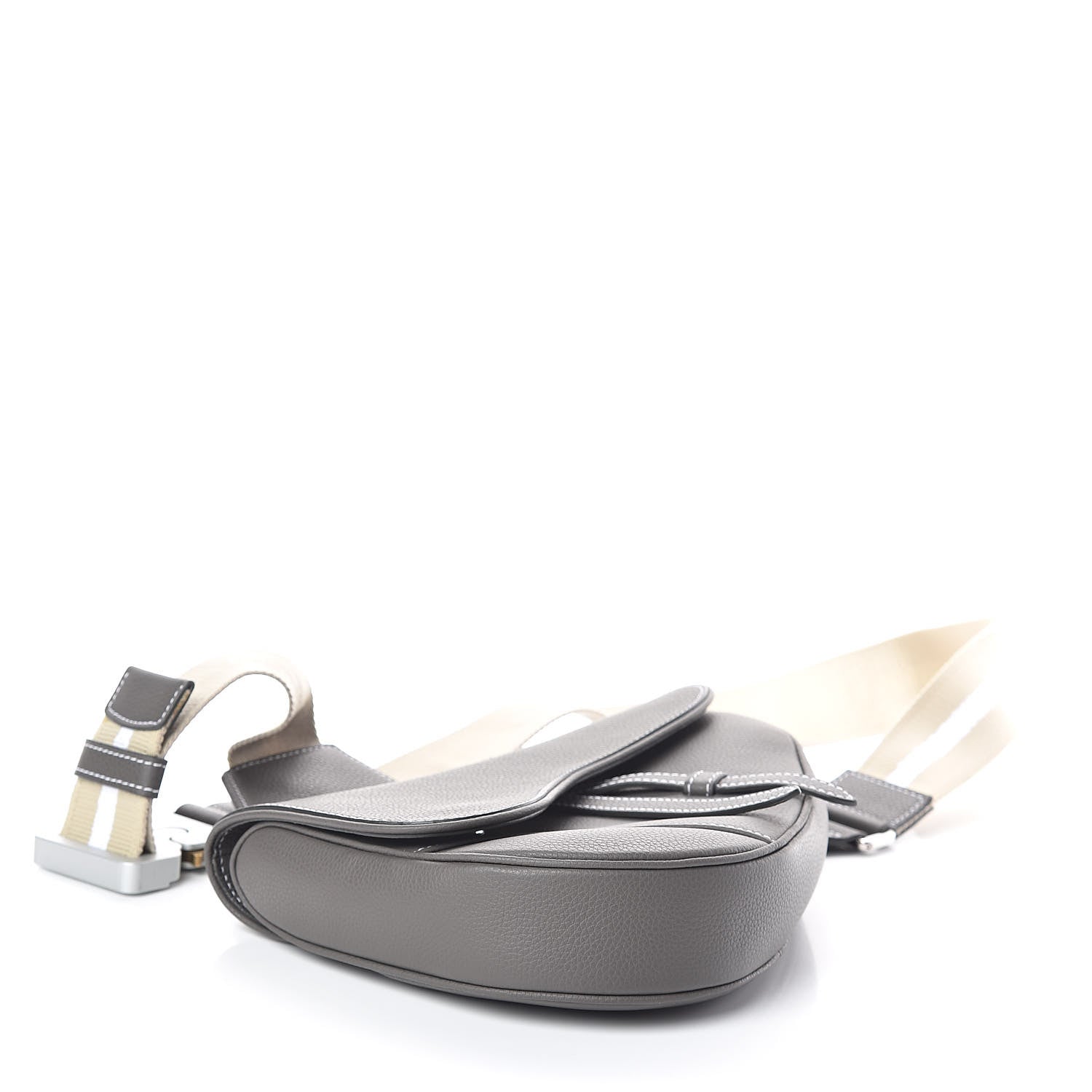 Christian Dior Grained Calfskin Kim Jones Saddle Bag Grey 4 of 8