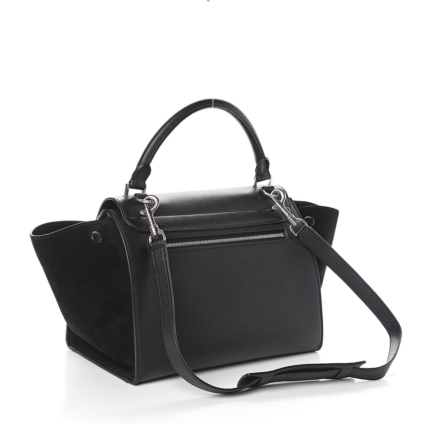 Drummed Calfskin Suede Small Trapeze Black
