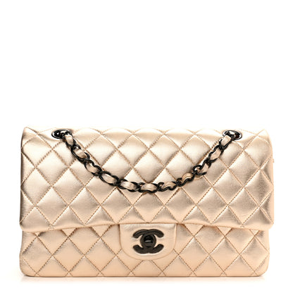 Chanel Metallic Lambskin Quilted Medium Double Flap Gold Black 1 of 11