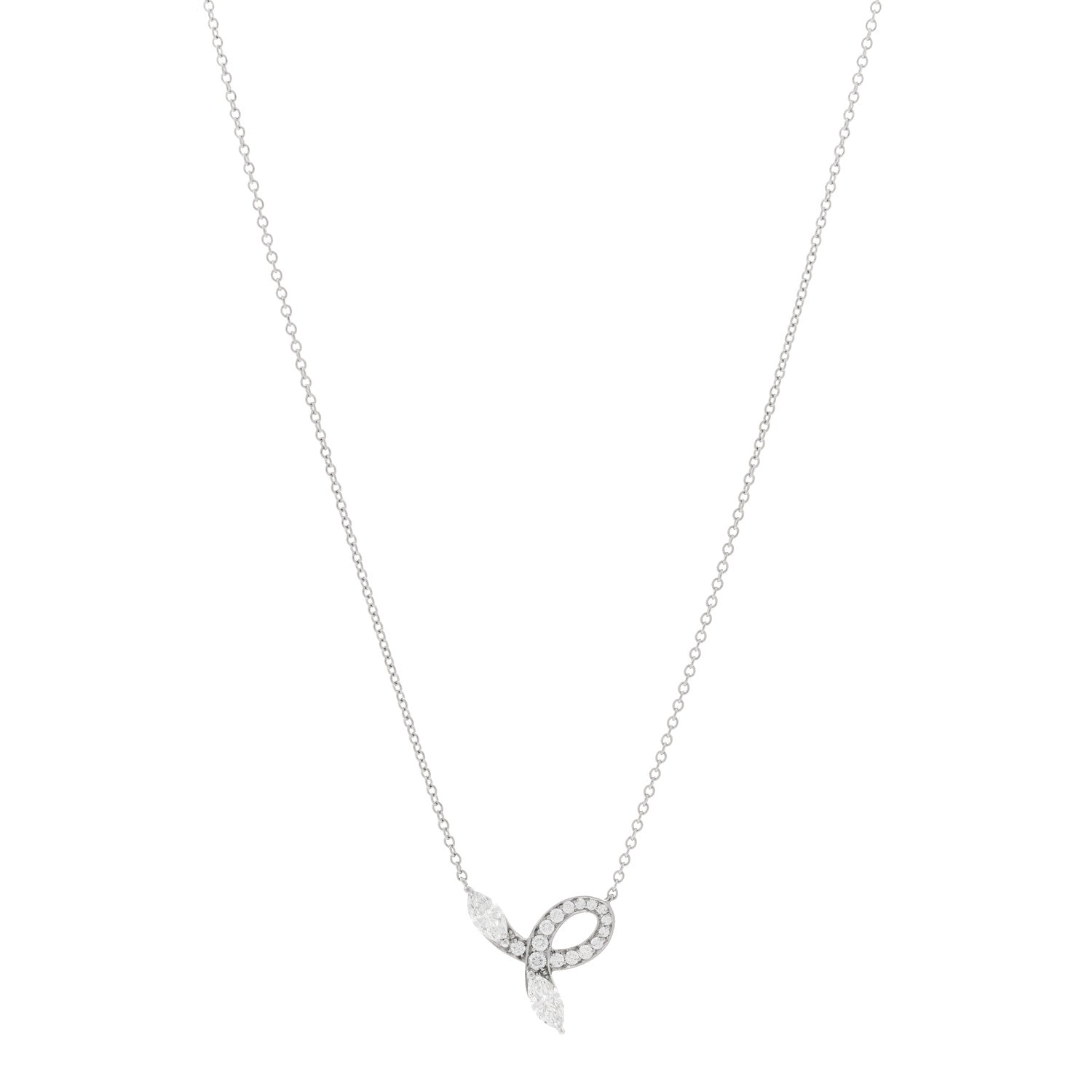 Tiffany Platinum Diamond Victoria Bow Necklace 1 of 5